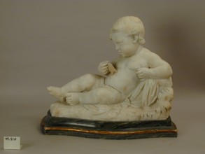 Reclining Child Holding a Dart, late 18th century. Creator: Unknown.