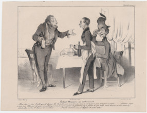Plate 19: Robert Macaire at the restaurant, from 'Caricaturana,' published in Les Robert M..., 1838. Creator: Honore Daumier.