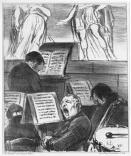 L'orchestre pendant qu'on joue une tragédie, 1852. Creator: Honore Daumier.