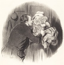 La Visite a la nourrice, 1845. Creator: Honore Daumier.