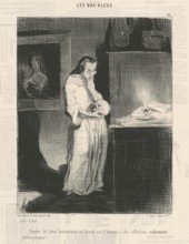 Femme de lettre humanitaire se livrant sur l'homme..., 1844.  Creator: Honore Daumier.