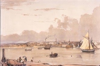 Entrance to the Harbour, Aberdeen, 1838. Creator: Joseph William Allen.