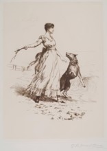 Girl and Dog, c1890s. Creator: George Percy Jacomb-Hood.