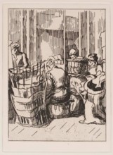 Men and Women with Baskets, c1930s. Creator: Thérèse Lessore.