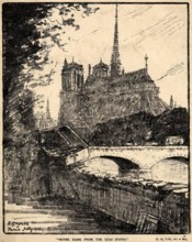 Notre Dame from the Quai, (Paris), 1913. Creator: Harry George Webb.