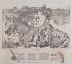 Satire of Millais's Painting -" St. Isumbras at the Ford", c1857. Creator: Frederick Augustus Sandys.