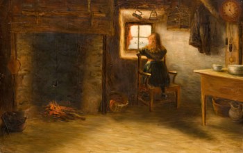 Girl in a Cottage Interior, 1877. Creator: James Coutts Michie.