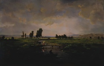 Un Marais dans Les Landes, (A Marsh in Les Landes), c1853. Creator: Theodore Rousseau.