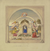 Angels carry the Holy Family's house from Nazareth to Loreto. Creator: Ludwig Sigismund Ruhl.