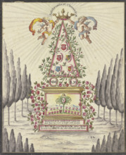 Allegorical representation, pyramid with an altar. Creator: Johann Esaias Nilson.