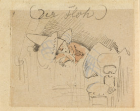 The disturbed but happily regained night's rest, (The Flea); 1, 1862. Creator: Wilhelm Busch.