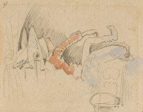 The disturbed but happily regained night's rest, (The Flea); 4, 1862. Creator: Wilhelm Busch.