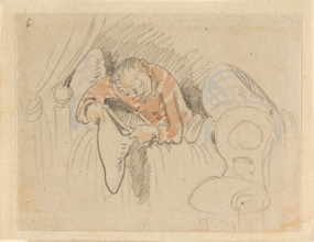 The disturbed but happily regained night's rest, (The Flea); 6, 1862. Creator: Wilhelm Busch.