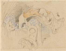 The disturbed but happily regained night's rest, (The Flea); 9, 1862. Creator: Wilhelm Busch.