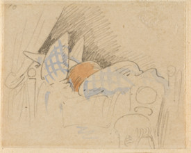 The disturbed but happily regained night's rest, (The Flea); 10, 1862. Creator: Wilhelm Busch.