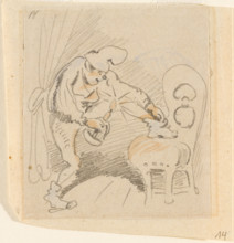 The disturbed but happily regained night's rest, (The Flea); 14, 1862. Creator: Wilhelm Busch.