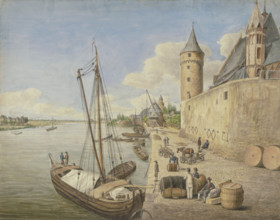 The banks of the Main River in Frankfurt am Main with St. Leonard's Church. Creator: Ursula Magdalene Reinheimer.