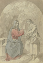 Christ and the Samaritan woman at the well. Creator: Ferdinand Fellner.