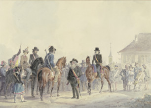 The leaders of the Palatinate-Baden uprising of 1849 Boening, Goegg, Blencker and his wife... Creator: Friedrich Kaiser.