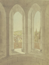 View from the tower of St. Gumbertus Church towards St. John's Church in Ansbach. Creator: Karl Ballenberger.