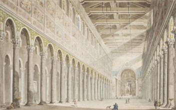 The interior of the Basilica of St. Paul Outside the Walls in Rome. Creator: Francesco Pannini.