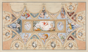 The ceiling painting by Francesco Albani in the Palazzo Verospi in Rome, c1617. Creator: Francesco Pannini.