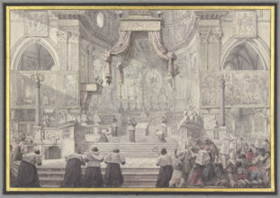 The Miracle of the Blood of Saint Januarius in Naples Cathedral, c1780. Creator: Louis Jean Desprez.