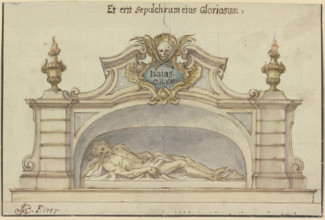 Christ in the tomb, 1757. Creator: Johann Georg Bergmuller.