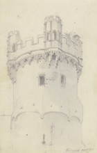 Eagle Tower in Rudesheim, 1838. Creator: Carl Theodor Reiffenstein.