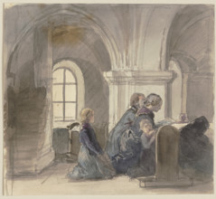 Praying peasants in a church, c1830-1872. Creator: Jakob Becker.