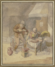 Farming family with two children eating a meal. Creators: Isaac van Ostade, Cornelis Dusart.