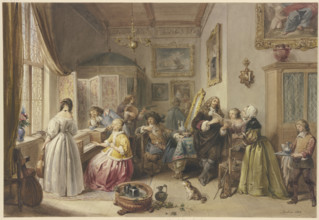 Gerhard Terborg visiting his niece, 1839. Creator: Jean-Baptiste Madou.