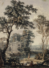 Arcadian Landscape with Palace Architecture, c1730-c1740. Creator: Isaac de Moucheron.