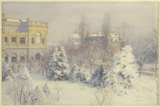 View from the south of the Städel Museum in winter, mid-19th century. Creator: Carl Nebel.
