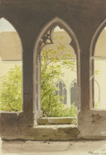 View from the cloister into the overgrown courtyard of the Collegiate Church of St. Peter..., 1850. Creator: Carl Theodor Reiffenstein.