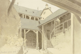 Courtyard in Braubach, 1856. Creator: Carl Theodor Reiffenstein.