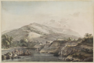 A Group of Peasants Crossing a Ford with a Horse-Drawn Cart, 1793. Creator: Jean-Jacques de Boissieu.