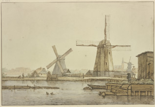 Three windmills near Amsterdam. Creator: Anthonie van Borssom.