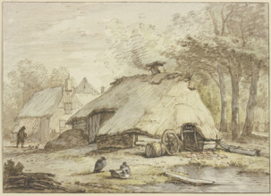 Three huts under trees, three ducks sitting in the foreground. Creator: Anthonie van Borssom.