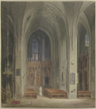 The interior of a church with a nun, 1840. Creator: Carl Theodor Reiffenstein.