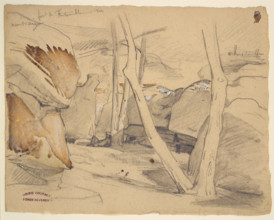 In the forest of Fontainebleau, 1844. Creators: Gustave Courbet, Jean Baptiste Eugene Cesar Reverdy.