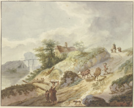 A farmer drives his cows down the mountain, late 18th century. Creator: Gottlieb Welte.