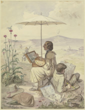 Painters Working Outdoors, 1842. Creator: Karl Heinrich Oeckinghaus.