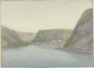 View into the Rhine Valley, with Sankt Goar on the right, 1804. Creator: Christian Georg Schütz.
