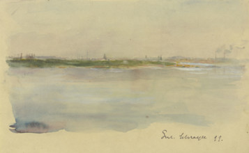 City at the riverside, 1899. Creator: Gustav Schraegle.