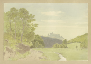 Trees on a slope, Braunfels Castle in the background, 1865. Creator: Carl Theodor Reiffenstein.