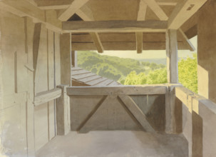 View from the hunting stand at Wasenmerk near Braunfels over the surrounding wooded landscape, 1860. Creator: Carl Theodor Reiffenstein.