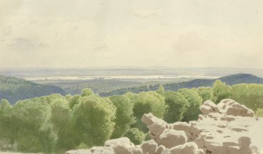 View from the Grauer Stein across the Rheingau region, 1863. Creator: Carl Theodor Reiffenstein.