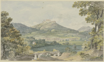 View of Wartburg Castle on the way to Johannistal, c1795-1799. Creator: Georg Melchior Kraus.