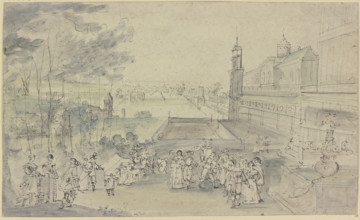 View of a castle with a garden party, mid-17th century. Creator: Johann Wilhelm Baur.